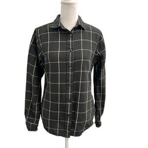 FILSON Wool Blend Plaid Windowpane Flannel Button Down Shirt Women's size Medium